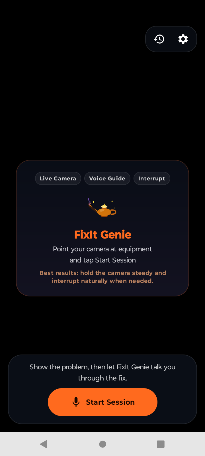 FixIt Genie idle session on Android