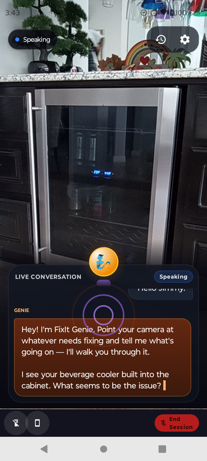 FixIt Genie live speaking session on Android